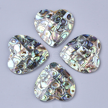 Single-Sided Natural Abalone Shell/Paua Shell Pendants X-SSHEL-N034-16-1