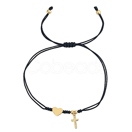 Brass Heart & Cross Double Layered Couple Bracelets WL1100-2-1