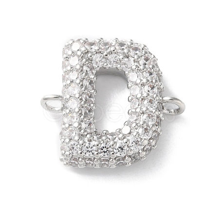 Brass Micro Pave Cubic Zirconia Letter Links KK-I717-04D-P-1