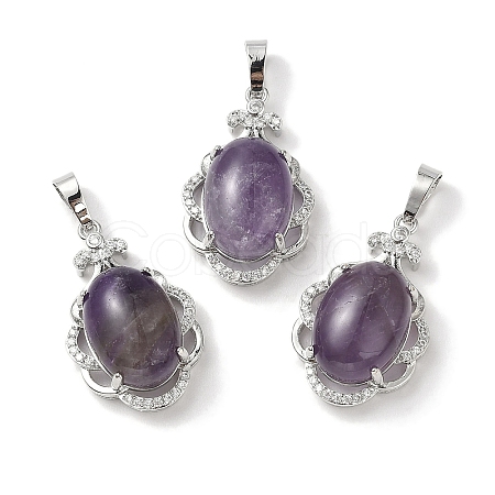 Natural Amethyst Oval Pendants G-NH0025-15P-08-1