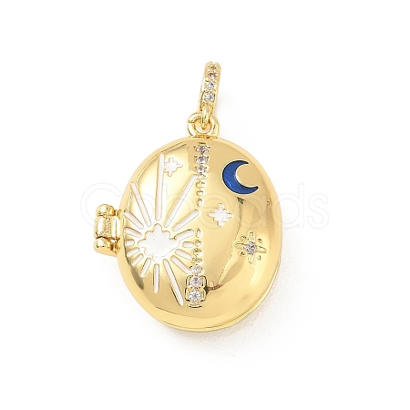 Brass Enamel Photo Locket Pendants X-KK-A303-19D-G-1