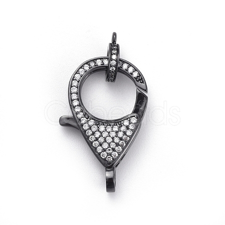 Brass Micro Pave Cubic Zirconia Lobster Claw Clasps ZIRC-F110-01B-B-1