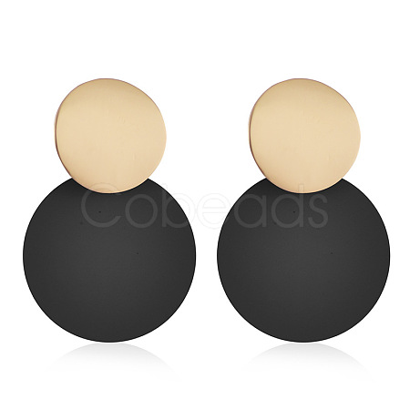 Flat Round Alloy Dangle Stud Earrings FS-WGDFF34-03-1