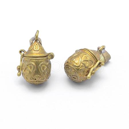 Brass Prayer Box Pendants KK-F722-22C-RS-1