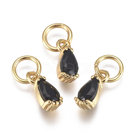 Brass Micro Pave Cubic Zirconia Charms ZIRC-F111-04G-05-1