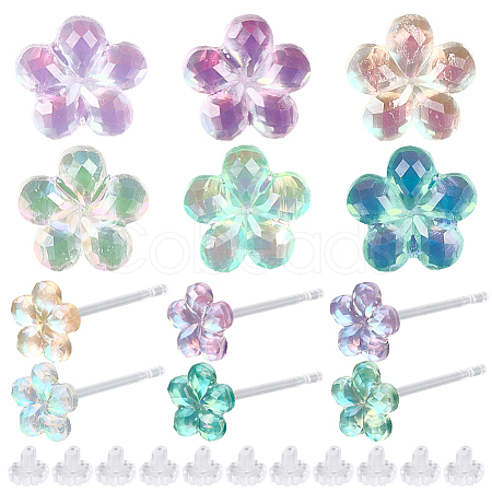12 Pairs 6 Colors Resin Stud Earrings EJEW-SP0001-13-1