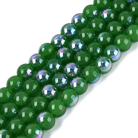 Electroplate Imitation Jade Glass Beads Strands EGLA-Q132-6MM-01B-09-1