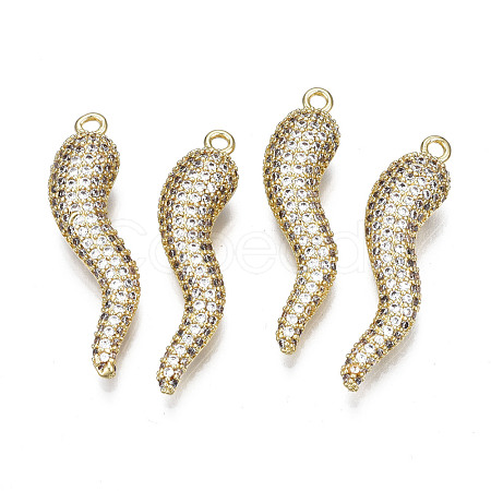Brass Micro Pave Clear Cubic Zirconia Pendants ZIRC-S068-054-NF-1