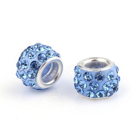 Polymer Clay Rhinestone European Beads CPDL-T001-22-1