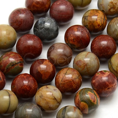 Round Natural Picasso Beads Strands G-P062-64-1