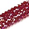 Transparent Electroplate Glass Beads Strands, AB Color Plated, Faceted, Bicone, Dark Red, 2.9~3.3x2.5mm, Hole: 0.7mm, about 145~150pcs/strand, 41.5~42cm