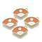 Alloy Charms, with Enamel, Fan with Flower, Light Gold, Dark Orange, 10x15x1.5mm, Hole: 1.2mm