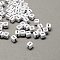 Large Hole Acrylic Letter European Beads, Horizontal Hole, White & Black, Cube with Letter.I, 6x6x6mm, Hole: 4mm, about 2950pcs/500g