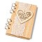 Wooden Wedding Guestbooks Notepad, for Wedding Decoration, Heart with Word Mr & Mrs, BurlyWood, 176x106x11.5mm