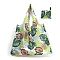 Foldable Oxford Cloth Grocery Bags, Reusable Waterproof Shopping Tote Bags, with Pouch and Bag Handle, Leaf, 68x58cm