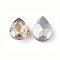 Glass Pointed Back Rhinestone, Back Plated, Faceted, Teardrop, Wheat, 14x10x5mm