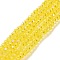 Electroplate Glass Beads Strands, Half Rainbow Plated, Faceted, Rondelle, Champagne Yellow, 4x3mm, Hole: 0.4mm, about 123~127pcs/strand, 16.5~16.9 inch(42~43cm)