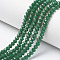 Opaque Solid Color Glass Beads Strands, Faceted, Rondelle, Green, 8x6mm, Hole: 1mm, about 63~65pcs/strand, 39~40cm