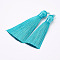 Nylon Tassels Big Pendant Decorations, Cyan, 83~92x9~10mm, Hole: 1.5~4mm