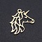 201 Stainless Steel Pendants, Filigree Joiners Findings, Laser Cut, Unicorn, Golden, 19.5x17x1mm, Hole: 1.5mm