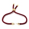 Cotton Cord Bracelet Making, with Brass Findings, Flat Round with Tree of Life, Real 18K Gold Plated, Dark Red, 8-5/8 inch(22cm), Hole: 2mm