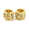 Brass Micro Pave Cubic Zirconia European Beads, Large Hole Beads, Long-Lasting Plated, Lead Free & Cadmium Free, Barrel with Heart, Golden, 9x7mm, Hole: 5mm