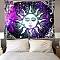 The Sun Altar Wiccan Witchcraft Polyester Decoration Backdrops, Universe Planet Theme Photography Background Banner Decoration for Party Home Decoration, Dark Violet, 1500x2000mm