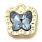 Rack Plating Alloy Pendants, with Rhinestone, Butterfly, Cornflower Blue, 13x12.5x7mm, Hole: 1.4mm