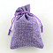 Polyester Imitation Burlap Packing Pouches Drawstring Bags, Lilac, 13.5x9.5cm