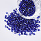 6/0 Glass Bugle Beads, Silver Lined, Blue, 3.5~5x3.5~4mm, Hole: 1mm, about 4500pcs/bag