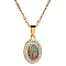 Resin Oval with Virgin Pendant Necklace with Rhinestone, Titanium Steel Necklaces, Golden, 19.69 inch(50cm)