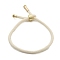 Cotton Cord Bracelets, with Brass Finding, Long-Lasting Plated, Real 24K Gold Plated, Floral White, 8-1/2 inch(21.5cm)~9 inch(23cm)