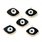 Handmade Lampwork Pendants, with Rack Plating Brass Findings, Long-Lasting Plated, Evil Eye, Black, 17~18x21~22x4~4.5mm, Hole: 2mm