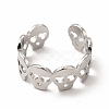 Non-Tarnish 304 Stainless Steel Skull Open Cuff Ring for Women RJEW-B027-31P-2
