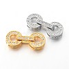 Flat Round Brass Micro Pave Cubic Zirconia Fold Over Clasps ZIRC-I014-64-FF-1