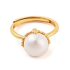 Round Natural Pearl Finger Rings STER-Z009-05G-2
