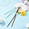 Flower Handmade Woven & Polyester Cord & Resin & Acrylic Beaded Pendant Decorations HJEW-JM04421-03-2