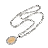 Oval with Virgin Pattern 201 Stainless Steel Pendant Necklaces for Men Women NJEW-K283-22G-2