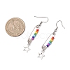 Chakra 304 Stainless Steel Glass Star Dangle Earrings EJEW-JE06788-3