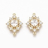 Brass Clear Cubic Zirconia Links connectors ZIRC-Q021-046G-NF-1