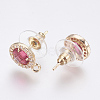 Faceted Glass Stud Earring Findings GLAA-F084-B03-2