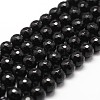 Natural Dyed & Heated Black Onyx Beads Strands X-G-D840-22-6mm-1