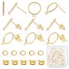 60Pcs 2 Styles Ring & Rectangle Shape Brass Stud Earring Findings DIY-CN0002-59-1