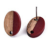 Opaque Resin & Walnut Wood Stud Earring Findings MAK-N032-004A-B02-3