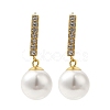 Ion Plating(IP) Stainless Steel Inlay Rhinestone & Imitation Pearl Stud Earrings for Women EJEW-M024-02G-1