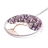 Wire Wrapped Chips Natural Amethyst Big Pendant Decorations HJEW-A005-07B-2