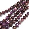 Natural Lepidolite/Purple Mica Stone Round Bead Strands G-L144-10mm-01-1