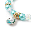 Alloy Enamel Shell Charms Stretch Bracelet BJEW-JB09942-3