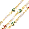 Colorful Enamel Dolphin with Evil Eye & Brass Flat Round Link Chains CHC-A006-15G-4