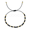 Glass & Brass Round Beads Braided Bead Bracelets RD6595-1-1